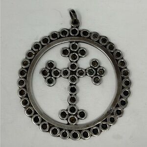 Vintage Taxco Mexico Silver Cross Pendant – Circular Design